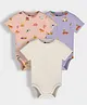 Orange Sugar 100% Cotton Knit Pack Of 3 Half Sleeves Solid & Cars Printed Onesies - Multi Colour