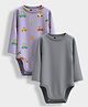 Orange Sugar 100% Cotton Knit Pack Of 2 Full Sleeves Solid & Vehicles Printed Onesies - Lavender & Grey