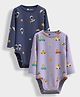 Orange Sugar 100% Cotton Knit Pack Of 2 Full Sleeves Vehicles & Astronaut Printed Onesies - Navy Blue & Lavender