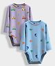 Orange Sugar 100% Cotton Knit Pack Of 2 Full Sleeves Vehicles & Sea Life Theme Printed Onesies - Sky Blue & Lavender