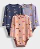Orange Sugar 100% Cotton Knit Pack Of 3 Full Sleeves Astronaut & Vehicles Printed Onesies - Multi Colour