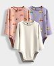 Orange Sugar 100% Cotton Knit Pack Of 3 Full Sleeves Solid & Vehicles Printed Onesies - Multi Colour