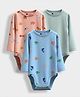 Orange Sugar 100% Cotton Knit Pack Of 3 Full Sleeves Solid & Sea Life Theme  Printed Onesies - Multi Colour