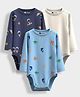 Orange Sugar 100% Cotton Knit Pack Of 3 Full Sleeves Sea Life Theme & Astronaut Printed Onesies - Multi Colour