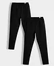 Orange Sugar Cotton Lycra Knit Pack Of 2 Solid Stretchable Leggings - Black