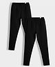 Orange Sugar Cotton Lycra Knit Pack Of 2 Solid Stretchable Leggings - Black