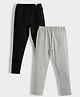 Orange Sugar Cotton Lycra Knit Pack Of 2 Solid Stretchable Leggings - Black & Grey