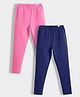 Orange Sugar Cotton Lycra Knit Pack Of 2 Solid Stretchable Leggings - Royal Blue & Pink