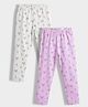 Orange Sugar Cotton Lycra Knit Pack Of 2 Tulips Printed Stretchable Leggings - White & Light Lavender