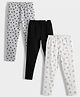 Orange Sugar Cotton Lycra Knit Pack Of 3 Hearts & Tulips Printed Stretchable Leggings - Multi Colour