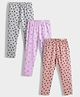 Orange Sugar Cotton Lycra Knit Pack Of 3 Hearts & Tulips Printed Stretchable Leggings - Multi Colour