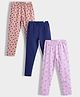 Orange Sugar Cotton Lycra Knit Pack Of 3 Hearts & Tulips Printed Stretchable Leggings - Multi Colour