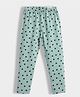 Orange Sugar Cotton Lycra Knit Hearts Printed Stretchable Leggings - Coastal Green