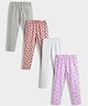 Orange Sugar Cotton Lycra Knit Pack Of 4 Solid & Hearts Printed Stretchable Leggings - Multi Colour