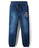 Pine Kids Cotton Elastane Woven Full Length Washed Jeans With Patch Detailing - Blue