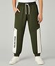 Arias 100% Cotton Knit Full Length Cut & Sew Lounge Pant With Text Print - Olive Green