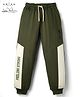 Arias 100% Cotton Knit Full Length Cut & Sew Lounge Pant With Text Print - Olive Green