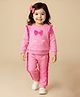 Mark & Mia Fleece Knit Full Sleeves Winter Wear Suit With Frill & Bow Detailing - Light Pink