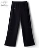 Arias Cotton Elastane Knit Full Length Wide Leg Jeggings With Buttons Detailing - Black