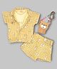 KETIMINI Cotton Half Sleeves Checked & Bear Printed Coordinating Shirt & Skort With Inner Top & Sling Bag Set - Yellow