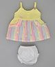 KETIMINI Cotton Knit Sleeveless Striped & Floral Printed Dress With Bloomer - Yellow