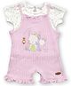 KETIMINI Cotton Knit Baby Bunny Printed Dungaree With Half Sleeves Top - Purple & White