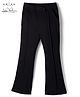 Arias Cotton Elastane Knit Full Length Solid Color Flared Jeggings With Overlap Flap Waistband - Black