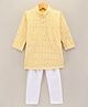Dapper Dudes Full Sleeves Floral Embroidered & Sequins Embellished Kurta & Pyjama Set - Yellow