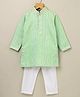 Dapper Dudes Full Sleeves Striped & Sequins Embellished Kurta & Pyjama Set - Green