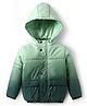 Primo Gino Woven Full Sleeves Hooded Padded Jacket With Ombre Effect - Green