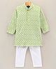 Dapper Dudes Full Sleeves Geometric Embroidered & Sequins Embellished Kurta & Pyjama Set - Green
