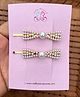 Radhya accessories Bow Applique Detailed Pearls Embellished Hair Clips - White