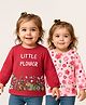 Babyoye 100% Cotton Knit Eco Jiva Finish Full Sleeves T-Shirts with Floral Print Pack Of 2 - Red & Pink