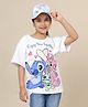 Kidsville Cotton Lilo & Stitch Featuring Half Sleeves Characters Printed Tee  - White