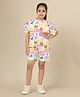 Kidsville Cotton Disney Mickey & Friends Featuring Half Sleeves Characters Printed Coordinating Tee & Shorts Set - Pink Yellow & White