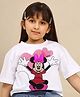 Kidsville Cotton Mickey & Friends Featuring Half Sleeves Minnie Mouse Printed Tee - White