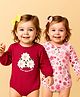 Babyoye 100% Cotton Knit with Eco Jiva Finish Full Sleeves Floral Printed Onesies Pack of 2 - Red & Pink