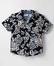 CrayonFlakes Rayon Woven Half Sleeves Floral Printed Shirt - Navy Blue