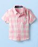 CrayonFlakes Rayon Woven Half Sleeves Checked Shirt - Off White & Pink