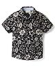 CrayonFlakes Cotton Woven Half Sleeves Floral Printed Shirt - Black