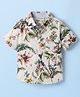 CrayonFlakes Cotton Woven Half Sleeves Floral Printed Shirt - White