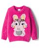 Babyhug Knit Full Sleeves Extra Soft Hairy Yarn Pullover Sweater with Bunny Embroidery - Pink