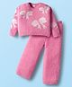 Babyhug Knit Full Sleeves Sweater Set with Bow Design - Pink