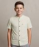 Charchit Cotton Blend Woven Half Sleeves Striped Shirt - Light Green