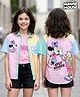 Pine Kids Disney Single Jersey Knit Half Sleeves Regular Collar Shirt and Slip with Minnie and Daisy Graphics - Pink