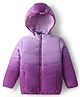 Primo Gino Woven Full Sleeves Hooded Padded Jacket With Ombre Effect - Purple
