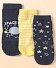 Cute Walk by Babyhug Ankle Length Anti Bacterial Socks With Stripes & Space Theme Design Pack of 3 - Navy Blue & Yellow