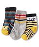 Cute Walk by Babyhug Knit Ankle Length Anti Bacterial Socks with Animal Design & Stripes Pack of 3 - Multicolor