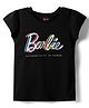 Lil' Drama Mattel Featuring Cap Sleeves Barbie Text Printed Top - Black