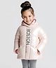 Primo Gino Woven Full Sleeves Holographic Solid Hooded Padded Jacket - Pink
